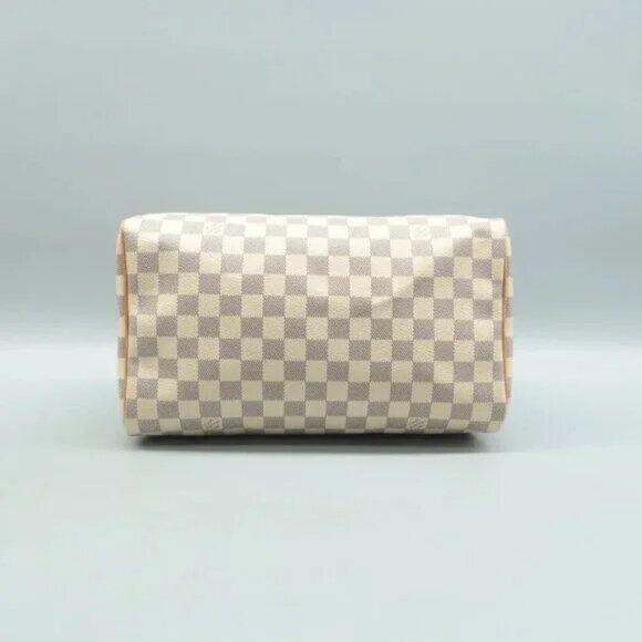 100% Authentic Louis Vuitton Speedy 30 White Damier Azur Canvas Tote - Picture 5 of 12